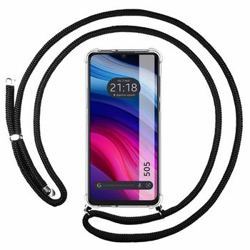 Funda Colgante Transparente Para Tcl 505 Con Cordon Negro