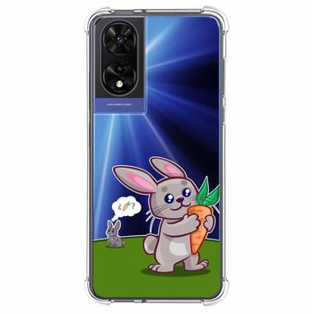 Funda Silicona Transparente Para Tcl 505 Diseño Conejo Dibujos