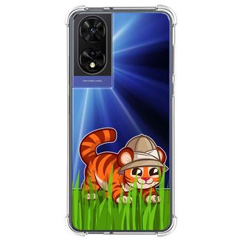 Funda Silicona Transparente Para Tcl 505 Diseño Tigre Dibujos