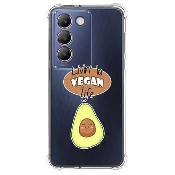 Funda Silicona Antigolpes Para Vivo V40 Se 5g Diseño Vegan Life Dibujos