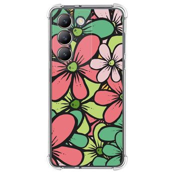 Funda Silicona Antigolpes Para Vivo V40 Se 5g Diseño Flores 02 Dibujos