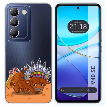 Funda Silicona Transparente Para Vivo V40 Se 5g Diseño Bufalo Dibujos