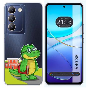 Funda Silicona Transparente Para Vivo V40 Se 5g Diseño Coco Dibujos