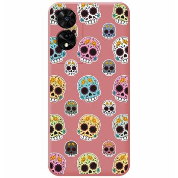 Funda Silicona Líquida Rosa Para Tcl 505 Diseño Catrina Dibujos