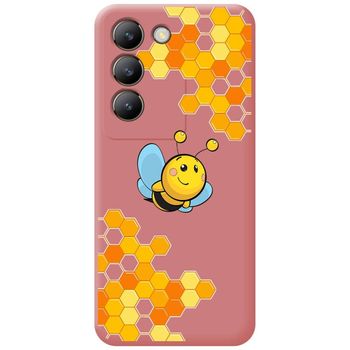 Funda Silicona Líquida Rosa Para Vivo V40 Se 5g Diseño Abeja Dibujos