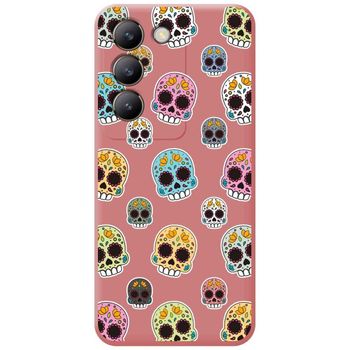 Funda Silicona Líquida Rosa Para Vivo V40 Se 5g Diseño Catrina Dibujos