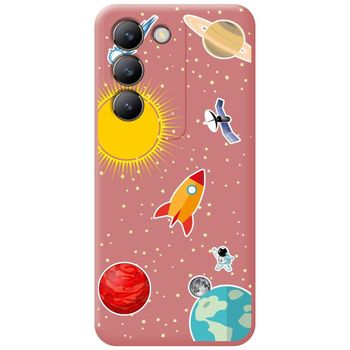 Funda Silicona Líquida Rosa Para Vivo V40 Se 5g Diseño Espacio Dibujos