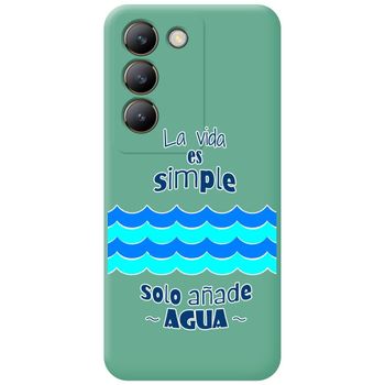 Funda Silicona Líquida Verde Para Vivo V40 Se 5g Diseño Agua Dibujos