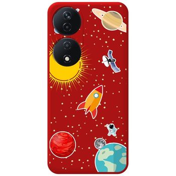 Funda Silicona Líquida Roja Para Honor X7b Diseño Espacio Dibujos