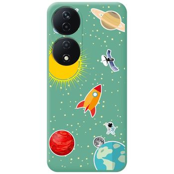 Funda Silicona Líquida Verde Para Honor X7b Diseño Espacio Dibujos