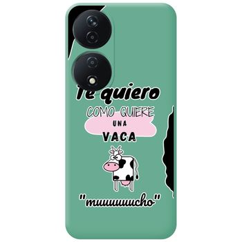 Funda Silicona Líquida Verde Para Honor X7b Diseño Vaca Dibujos