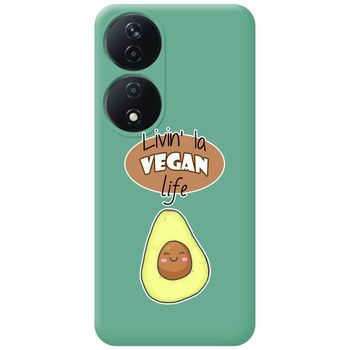 Funda Silicona Líquida Verde Para Honor X7b Diseño Vegan Life Dibujos