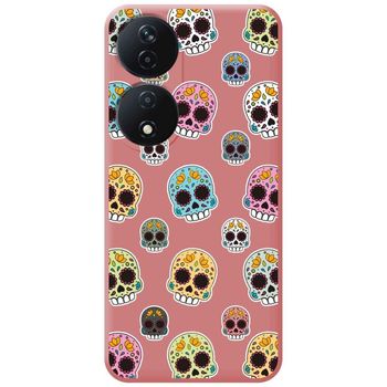 Funda Silicona Líquida Rosa Para Honor 90 Smart 5g Diseño Catrina Dibujos