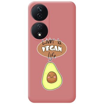 Funda Silicona Líquida Rosa Para Honor 90 Smart 5g Diseño Vegan Life Dibujos