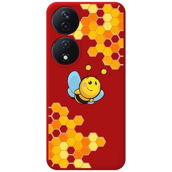 Funda Silicona Líquida Roja Para Honor 90 Smart 5g Diseño Abeja Dibujos