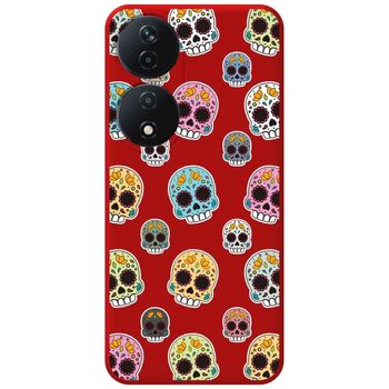 Funda Silicona Líquida Roja Para Honor 90 Smart 5g Diseño Catrina Dibujos