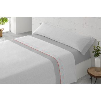 JUEGO DE SÁBANAS CHATERLY GRIS CAMA 150 +2 ALMOHADAS 100% ALGODÓN