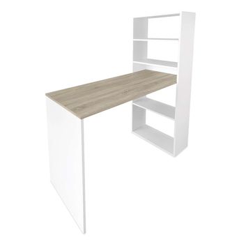 Mesa Escritorio Estanteria Katara,blanco/cambria Alta Gama 140cm Alto X 122cm Ancho X 50cm Largo