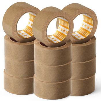 Cinta Embalar, Cinta Adhesiva Kraft, Cinta De Embalaje Para Cajas Mudanza Y De Envío, Cinta De Embalar De Papel Kraft 72 Mm X 45 M Rollo Cinta Papel Kraft - Sidi (12 Uds)