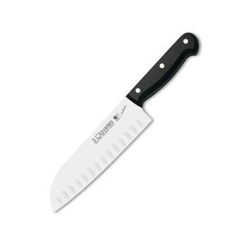 3 Claveles Uniblock - Cuchillo Santoku Alveolado Profesional 18 Cm Acero Inoxidable. Mango