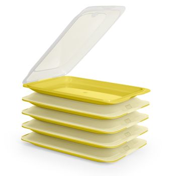 Tatay Fresh - Lote De 5 Recipientes Porta Embutidos Y Alimentos. Color Amarillo