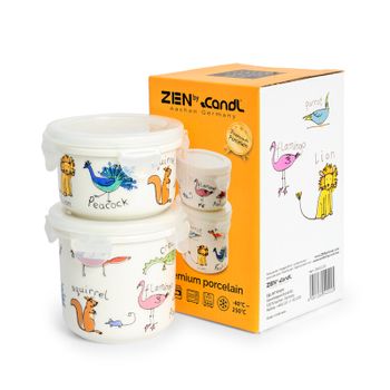 Zen Baby - Lote De 2 Recipientes Redondos De Porcelana Premium. Diseño Rachel Barker