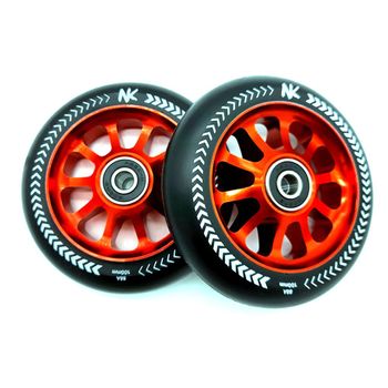 Pack De 2 Ruedas Spin Nokaic 100mm Para Patinete Freestyle, Color Negro-rojo