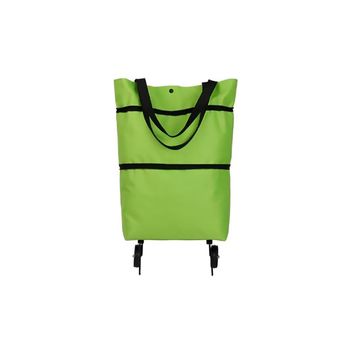 Bolsa De Compra Plegable Con Ruedas 2 En 1 Reutilizable Y Resistente Verde