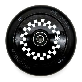 Rueda Racing Nokaic 110mm Para Patinete Freestyle, Goma Negra Y Núcleo De Disco Negro-blanco