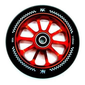 Rueda Racing Nokaic 110mm Para Patinete Freestyle, Goma Negra, Núcleo De Radios Rojo