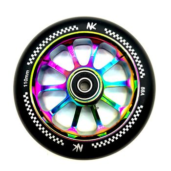 Rueda Racing Nokaic 110mm Para Patinete Freestyle, Goma Negra, Núcleo De Radios Rainbow