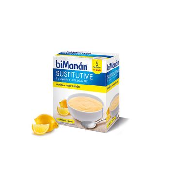 Natillas Sustitutivas Sabor Limón Bimanàn, 5 Sobres + 1 Gratis