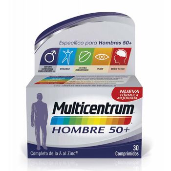 Suplemento Multivitamínico Para Hombres Mayores De 50 Años, 30 Comprimidos, Multicentrum