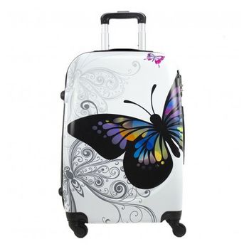 Maleta Mediana De Viaje 4 Ruedas Giratorias 360º 66x42x26cm Mariposa Equipaje Viajar