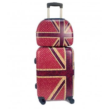 Maleta De Cabina Equipaje De Mano Trolley + Neceser Viaje Avión Rígida 4 Ruedas Giratorias Inglaterra Rojo