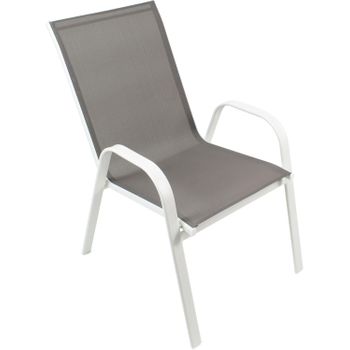 Silla De Metal Blanco Con Lona Gris