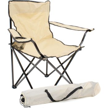 Aktive - Silla plegable Camping XL con asa y Posavasos