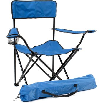 Silla de camping plegable con reposabrazos - Azul