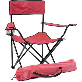 Silla De Camping Plegable Con Reposabrazos - Rojo