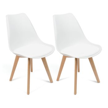 Conjunto De 2 Sillas En Polipropileno Y Madera - 45 X 50 X 85 Cm - Blanco