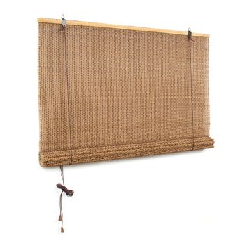 Persiana Enrollable De Bambú - Cortina De Caña Con Elevador - Largo. 120 Cm Y Extensible Hasta 200 Cm De Alto - Decoración Para Ventanas O Puertas