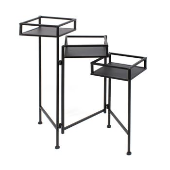 Soporte Extensible Cuadrado Para Decoración Del Hogar - Mesa Auxiliar De 3 Niveles De Metal Para Plantas - Ideal Para Recibidor, Salón Y Dormitorio - Blanco