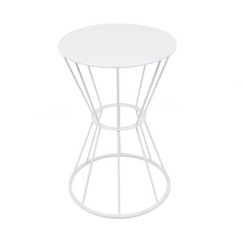 Soporte Redondo Para Decoración Del Hogar - Peana De Metal Para Plantas - Ideal Para Recibidor, Salón, Y Dormitorio - Blanco