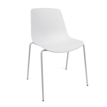 Silla En Polipropileno Y Metal - Asiento De Diseño Ideal Para Comedor Y Cocina - 55 X 82 X 51 Cm - Color Blanco