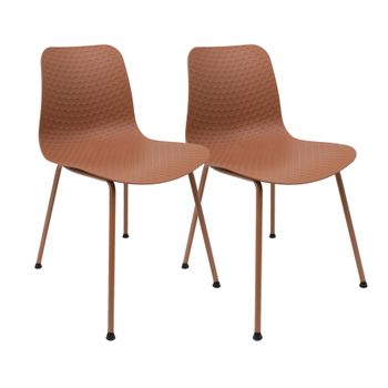 Pack De 2 Sillas De Diseño Moderno Fabricadas En Polipropileno Para Comedor - 80 X 44,5 X 54 Cm - Marrón