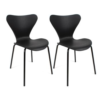 Conjunto De 2 Sillas En Polipropileno Y Metal - Asiento De Diseño Ideal Para Comedor Y Cocina - 51 X 80 X 51 Cm - Color Negro