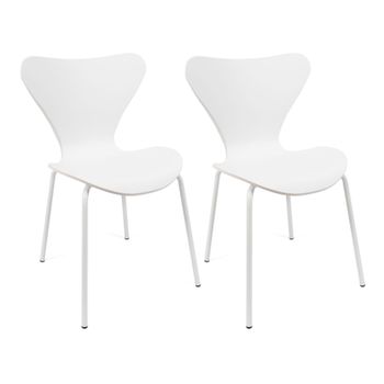 Conjunto De 2 Sillas En Polipropileno Y Metal - Asiento De Diseño Ideal Para Comedor Y Cocina - 51 X 80 X 51 Cm - Color Blanco