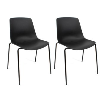 Conjunto De 2 Sillas En Polipropileno Y Metal - Asiento De Diseño Ideal Para Comedor Y Cocina - 55 X 82 X 51 Cm - Color Negro