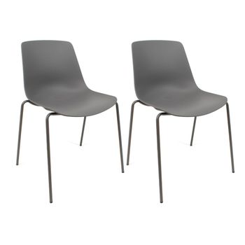 Conjunto De 2 Sillas En Polipropileno Y Metal - Asiento De Diseño Ideal Para Comedor Y Cocina - 55 X 82 X 51 Cm - Color Gris Oscuro