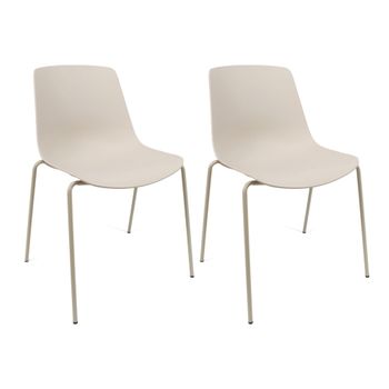 Conjunto De 2 Sillas En Polipropileno Y Metal - Asiento De Diseño Ideal Para Comedor Y Cocina - 55 X 82 X 51 Cm - Color Beige